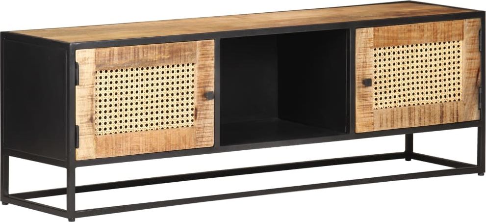 vidaXL VidaXL Szafka pod TV, 120x30x40 cm, drewno mango i naturalna trzcina