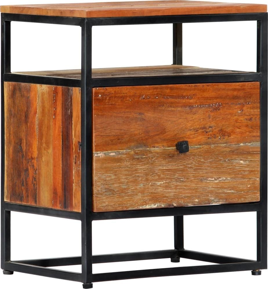 vidaXL Szafka nocna, 40x30x50 cm, lite drewno odzyskane i stal