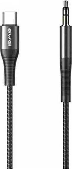 Kabel USB Awei USB-C - mini Jack 3.5 mm Czarny (6954284001045)