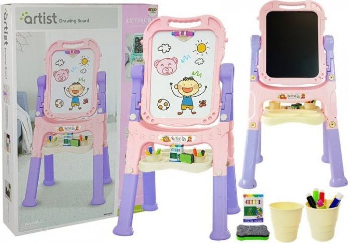 Lean Sport Tablica Magnetyczna Kredowa 2 w 1 Różowo Fioletowa Akcesoria