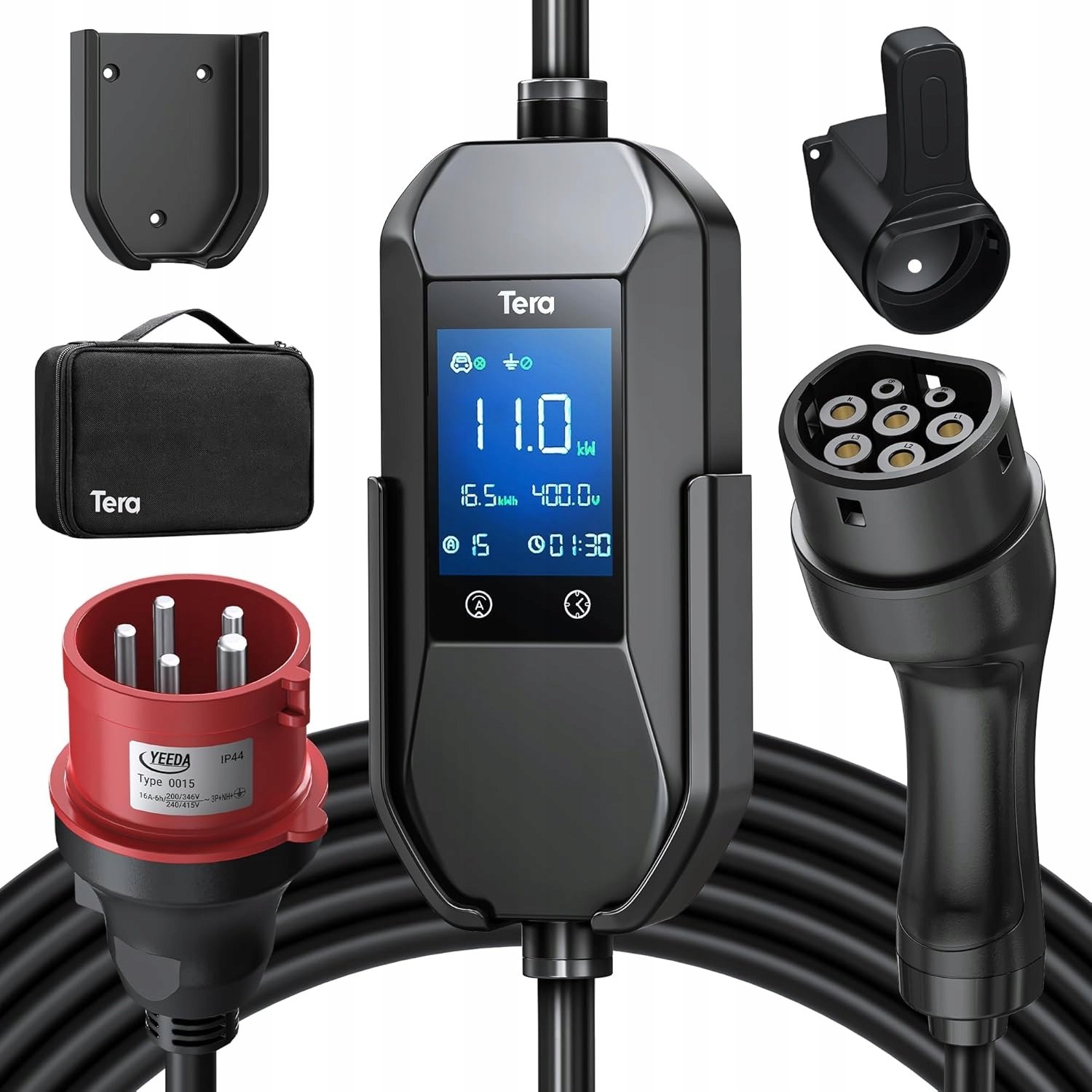 Tera Mobile Wallbox EV ładowarka typu 2 11kW 400V 7,5m 6-16A 3-fazowy CE