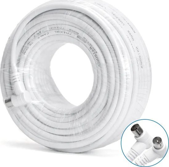Kabel Aigostar Kabel antenowy kąt prosty 25 m biały Kabel antenowy kąt prosty 25 m biały