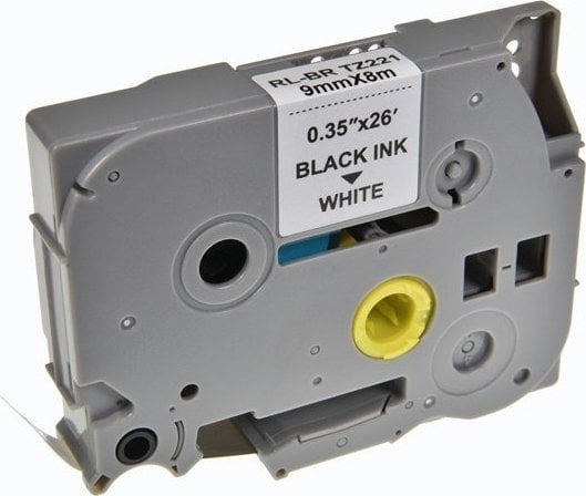 Kompatybilny taśma do drukarek etykiet, dla Brother, TZE-221, czarny druk/biały podkład, laminowane, 8m, 9mm