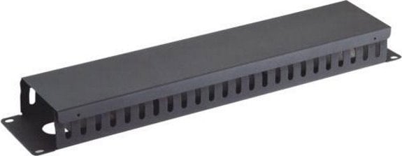 Organizer Triton 19" vyvazovací panel 2U, celokovový s krytem 90x45mm, průchozí, černý