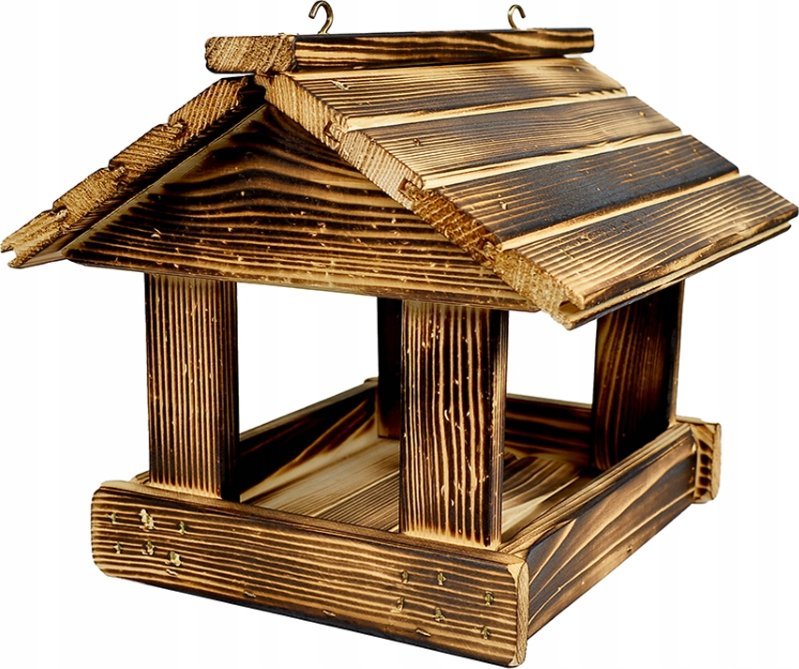 Solidny Drewniany KARMNIK DLA PTAKÓW Opalany