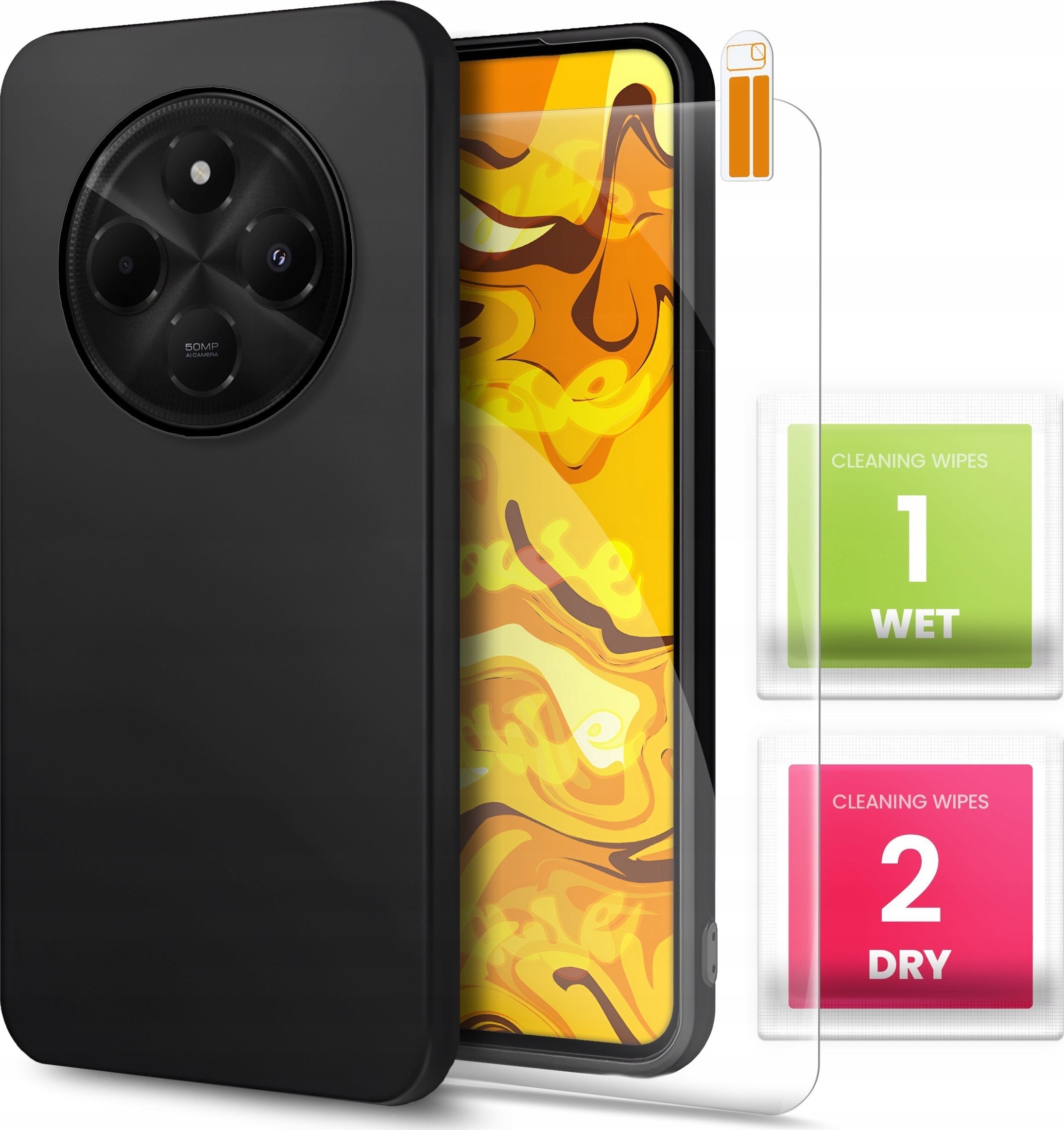 ETUI DO XIAOMI POCO C75 OBUDOWA CZARNE MATOWE SILIKON POKROWIEC SLIM SZKŁO