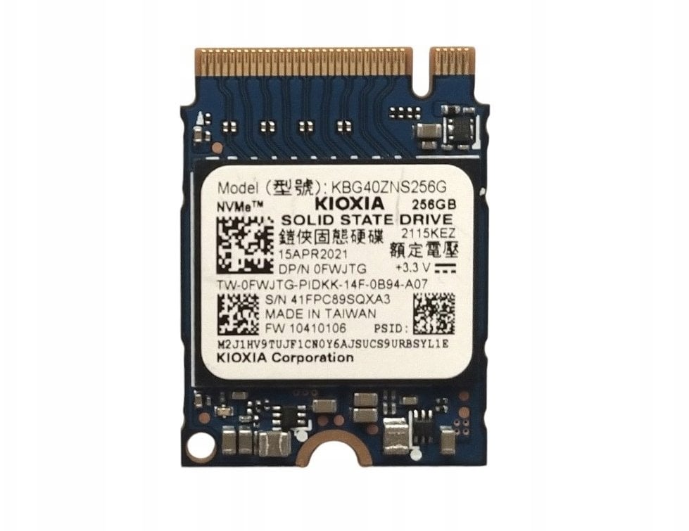 Dysk NVMe Kioxia 256 GB KBG40ZNS256G PCIe M.2 M2 krótki 2230 Dell PN 0FWJTG OEM