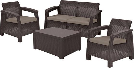 Allibert Zestaw mebli ogrodowych CORFU BOX SET - brązowy