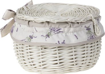 WickerPL Puzderko wybielane wiklinowy pojemnik z obszyciem 21 H15 cm