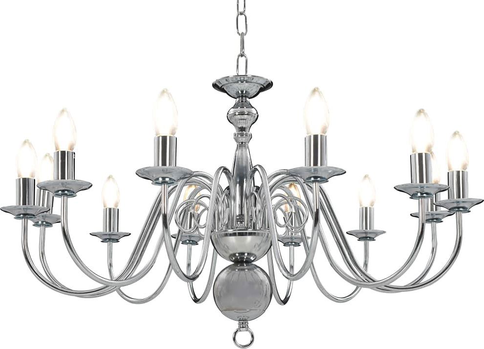 Lampa wisząca Lumes Srebrny świecznikowy żyrandol dwunastoramienny - EX171-Milet