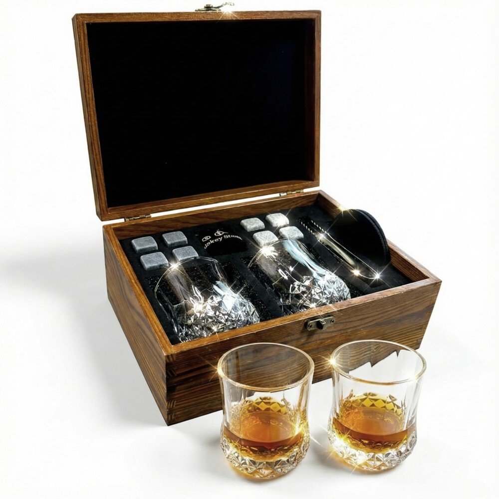 Zestaw do whisky Supero 2 szklanki + kamienne kostki