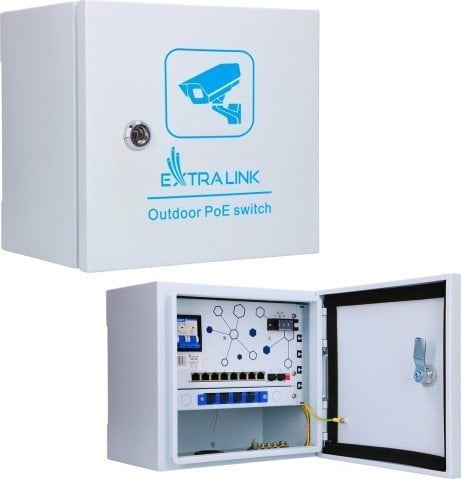 Switch ExtraLink Extralink Atlas | Zewnętrzny switch PoE | 8x RJ45 1000Mb/s PoE, 2x SFP, 120W, aktywne chłodzenie