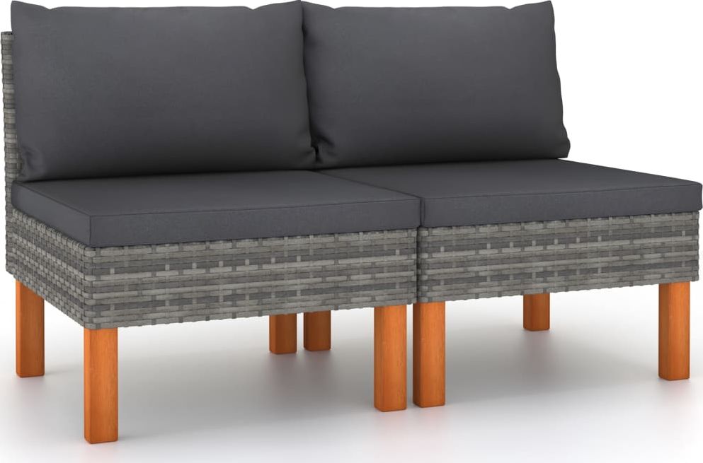 vidaXL Siedziska środkowe 2 szt. polirattan i drewno eukaliptusowe