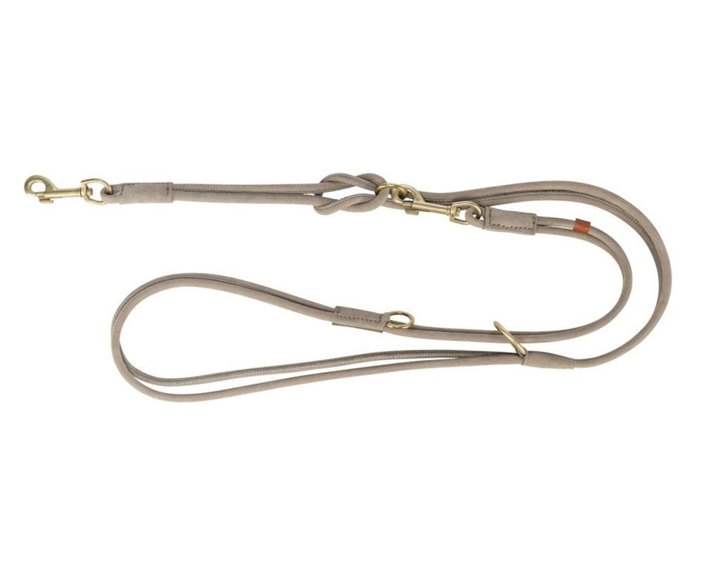 Pure, smycz regulowana, dla psa, sk�rzana, jasnoszara, S: 2 m/10 mm, okr�g�a