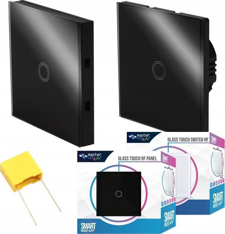 Masterled 2x Włącznik schodowy RF z pilotem bezprzewodowym Czarny 2x Włącznik schodowy RF z pilotem bezprzewodowym Czarny