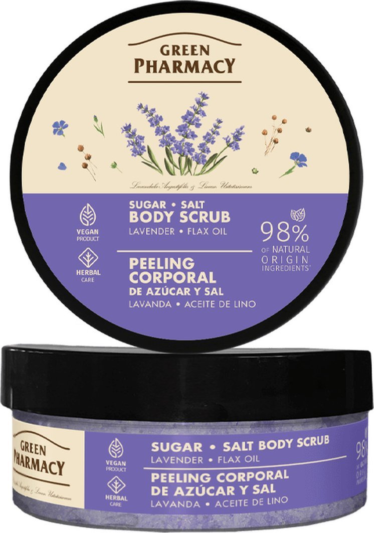 Green Pharmacy Peeling cukrowo-solny do ciała Lawenda + Olej Lniany 200ml
