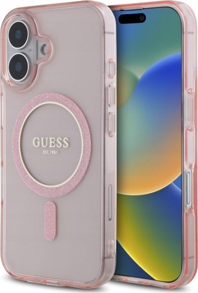 Guess Guess GUHMP16SHFGEREP iPhone 16 6.1" pink/pink hardcase IML Glitter Circle MagSafe