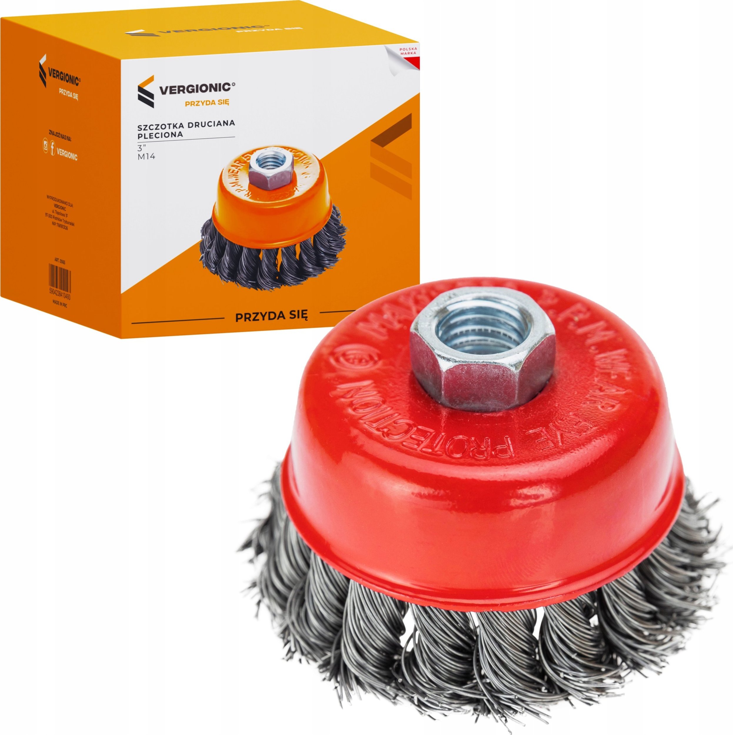 VERGIONIC Szczotka druciana pleciona na SZLIFIERKĘ 3 M14 75mm VERGIONIC