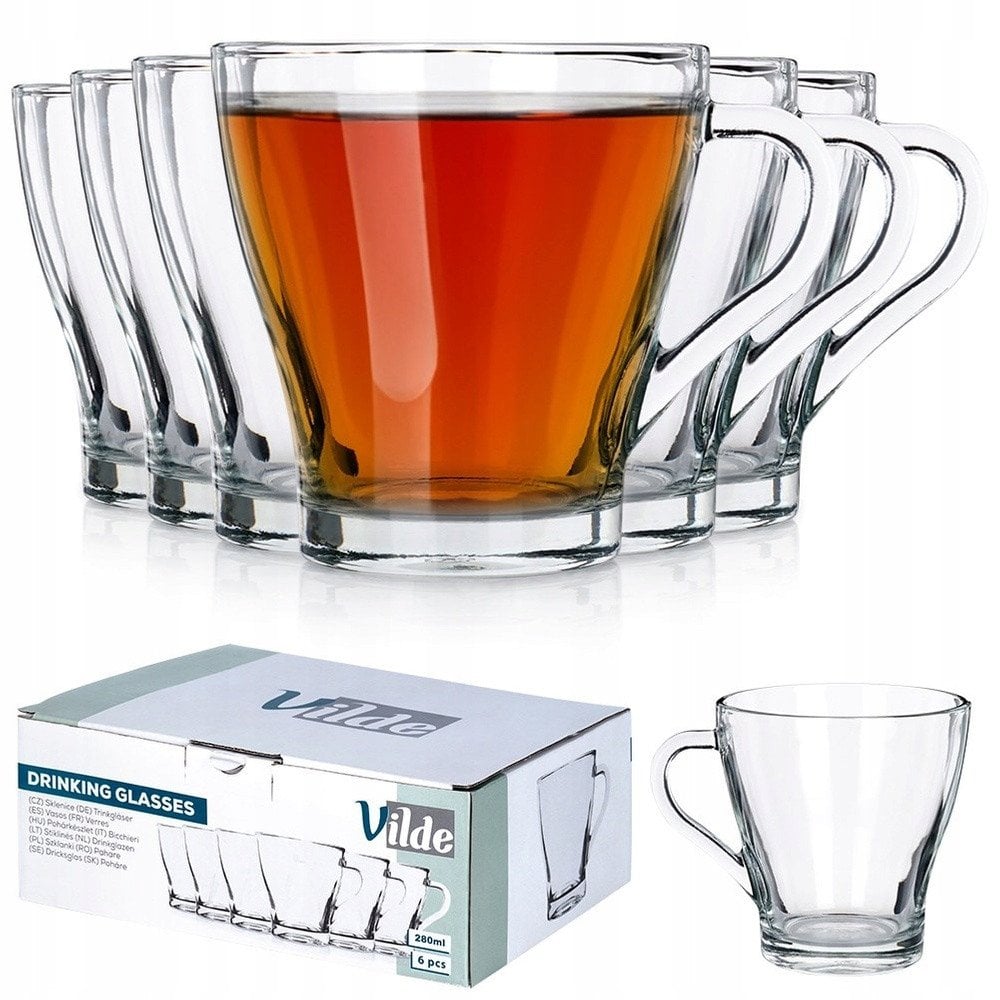 Zestaw Szklanki Kubki do Napojów Soku Wody VILDE 280 ml 6 szt.