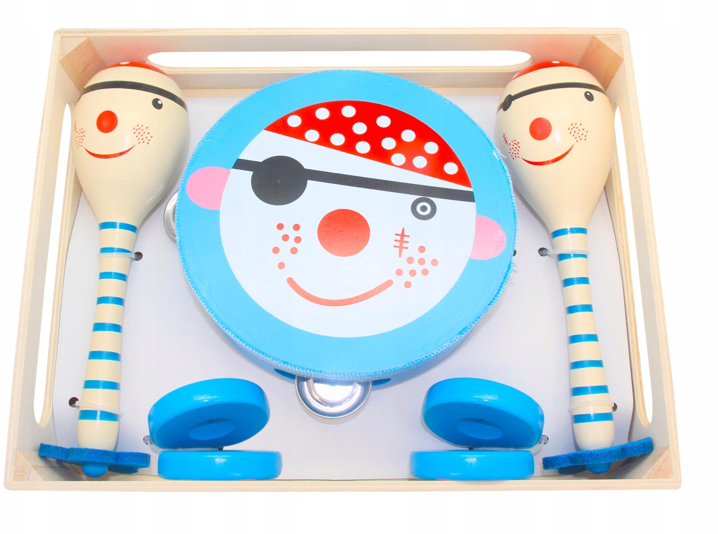 Drewniany zestaw instrumentów muzycznych 3w1 Pirat