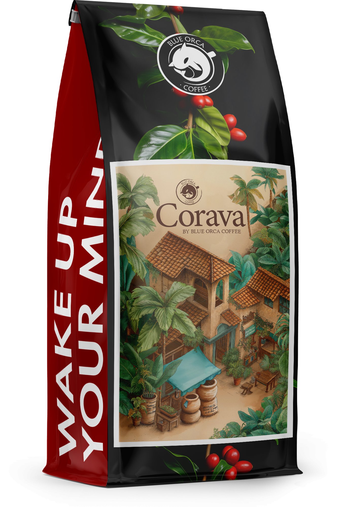 Kawa ziarnista Blue Orca Coffee Kawa ziarnista 1kg CORAVA 100% Arabica świeżo palona idealna na prezent