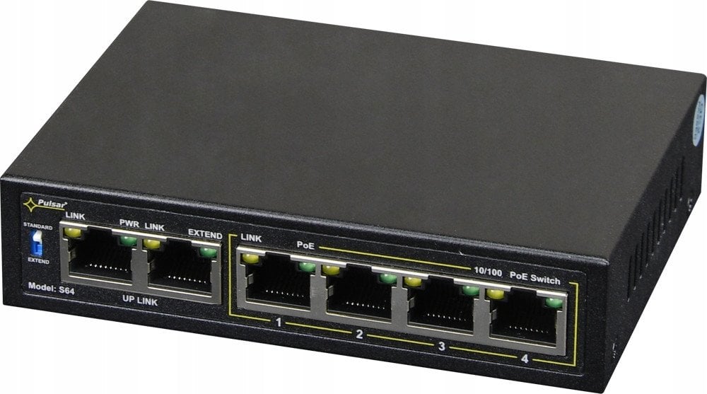 S64WP PULSAR Switch PoE 6-portowy Fast Ethernet, 4x PoE (brak zasilacza w komplecie)