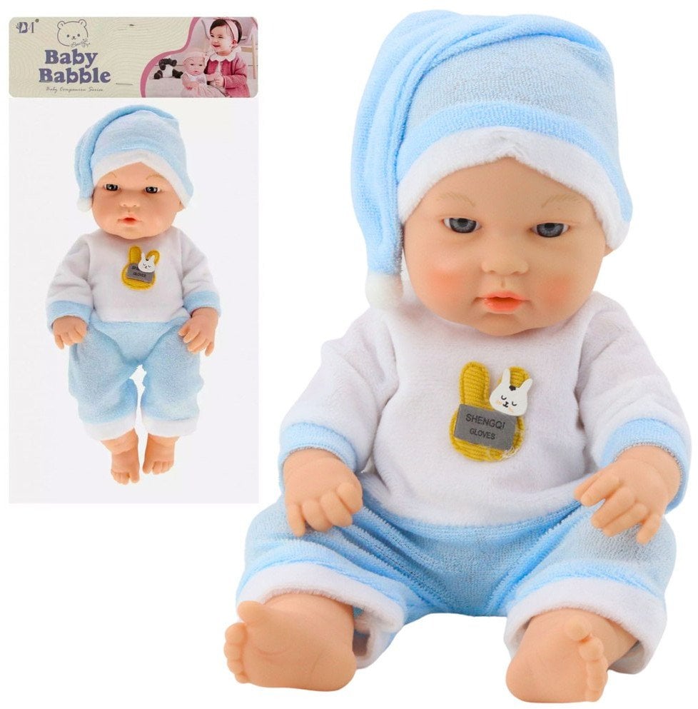 Lalka Bobas W Niebieskiej Piżamce Czapeczka Ruchome Rączki Nóżki 30cm