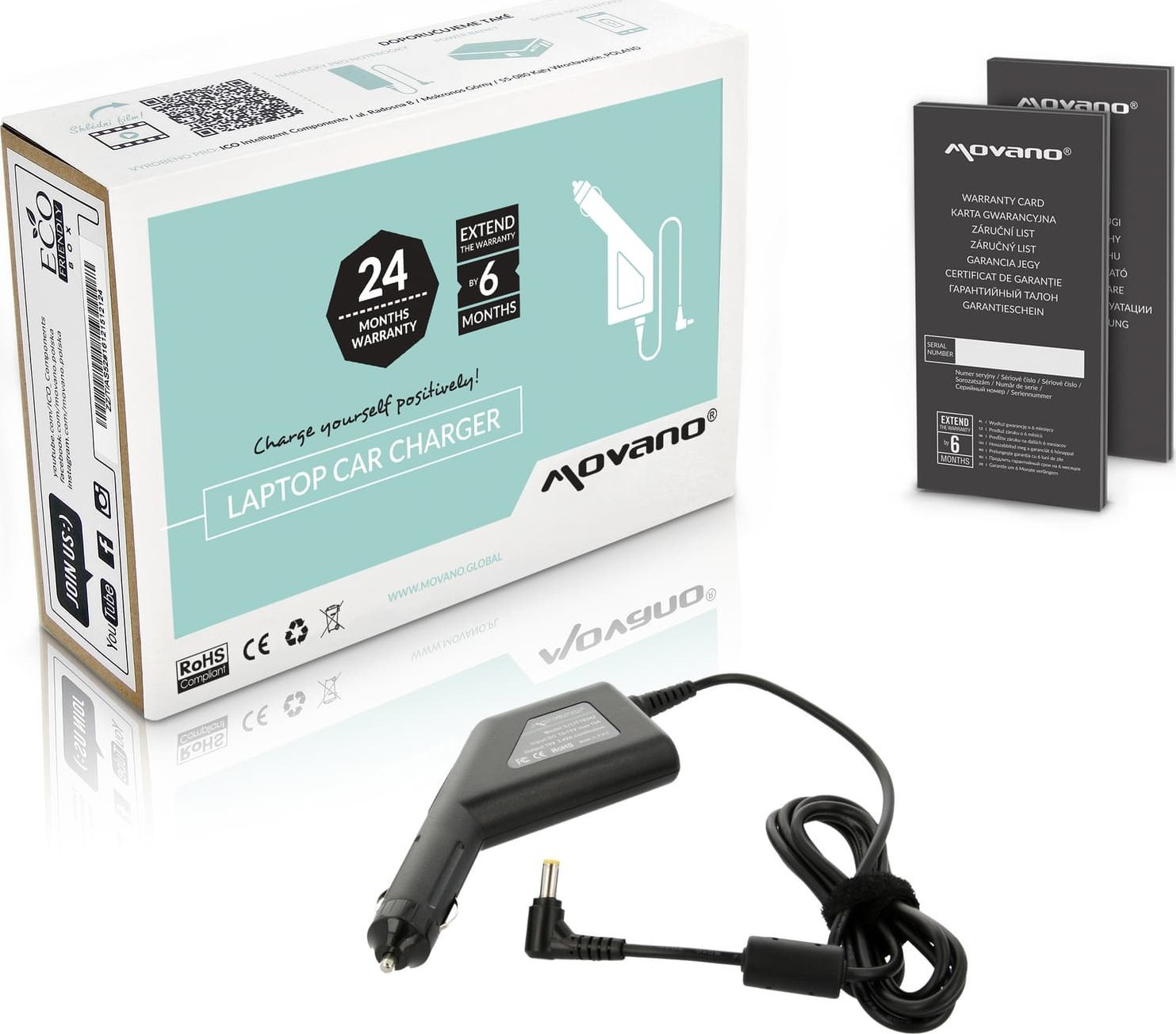 Zasilacz do laptopa Movano Zasilacz samochodowy Movano 19v 3.42a (5.5x2.5) 65W do Asus, Toshiba, Lenovo, MSI, itd