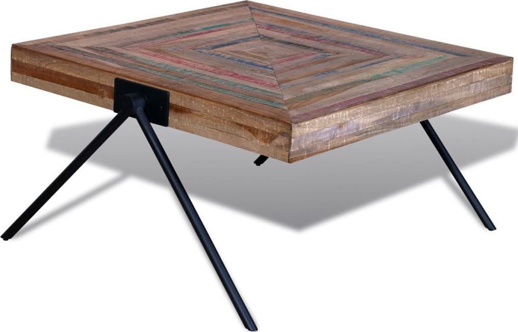 vidaXL Stolik kawowy z odzyskanego drewna tekowego, nogi w kształcie V