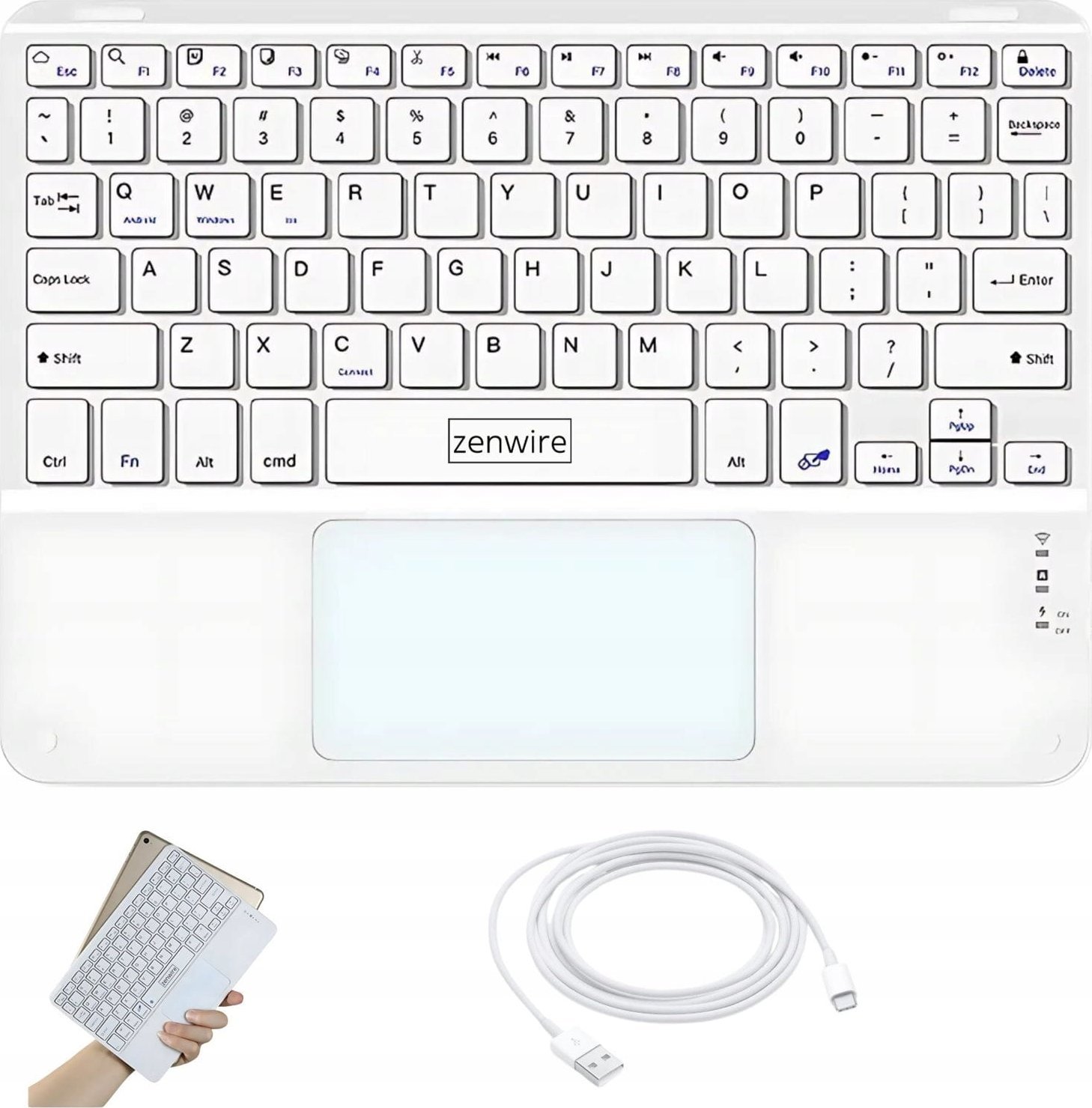 Zenwire Klawiatura Bezprzewodowa Bluetooth z Touchpadem SLIM do Telefonu Tabletu iPad Zenwire WLK-619