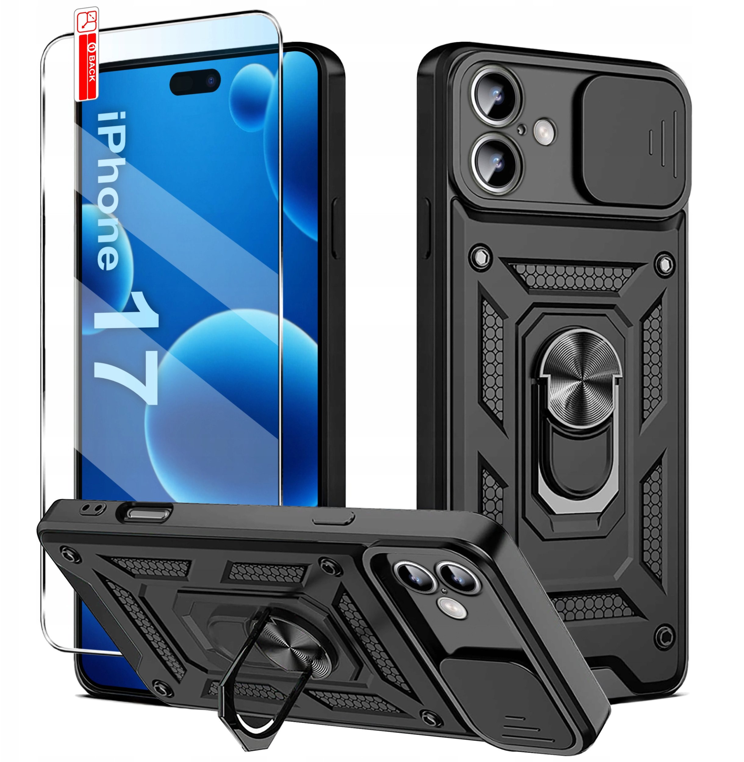 Etui PANCERNE do iPhone 17 DEFENDER SLIDE CASE + SZKŁO 9H