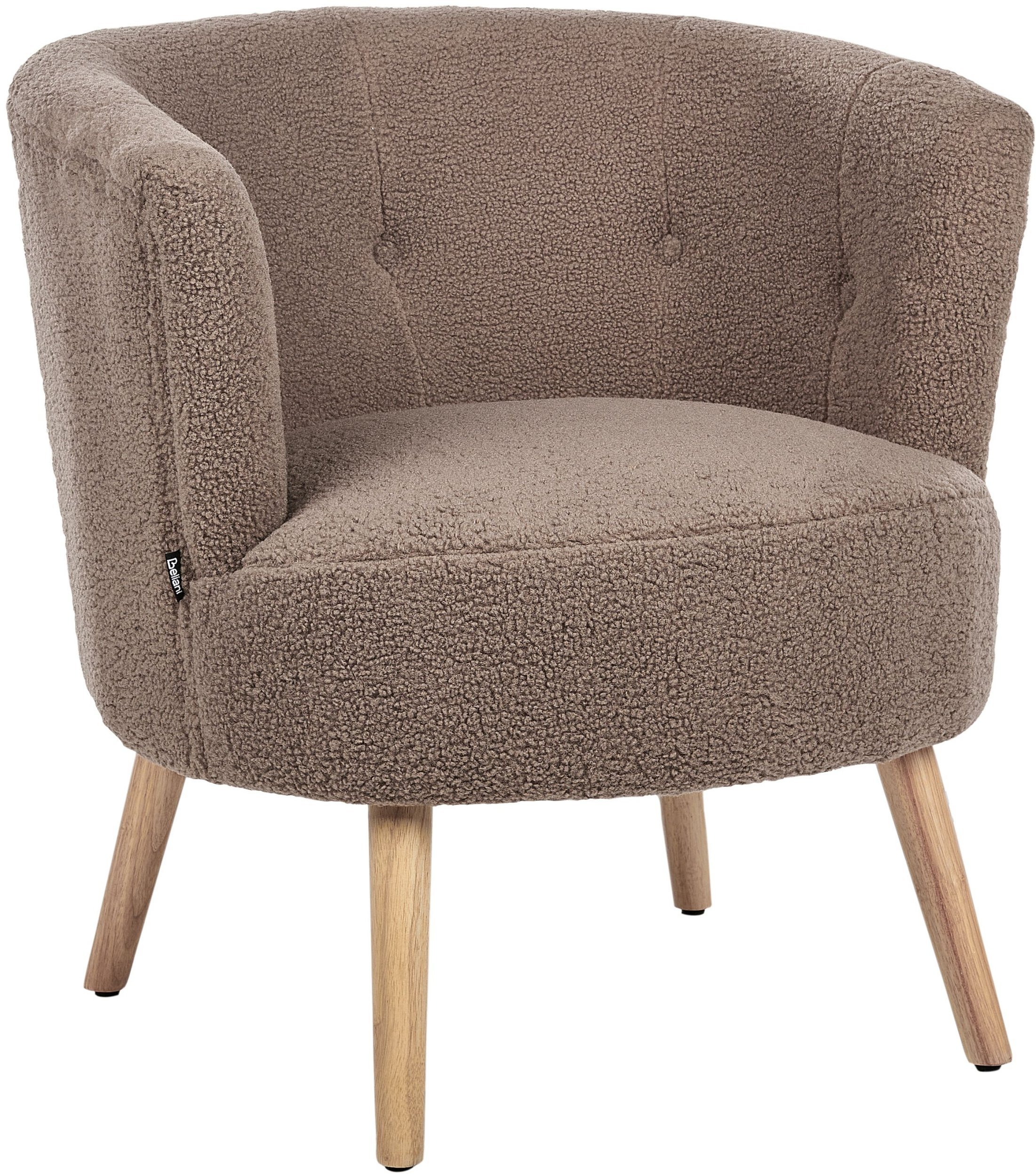 Beliani Fotel ODENZEN Boucle Brązowy