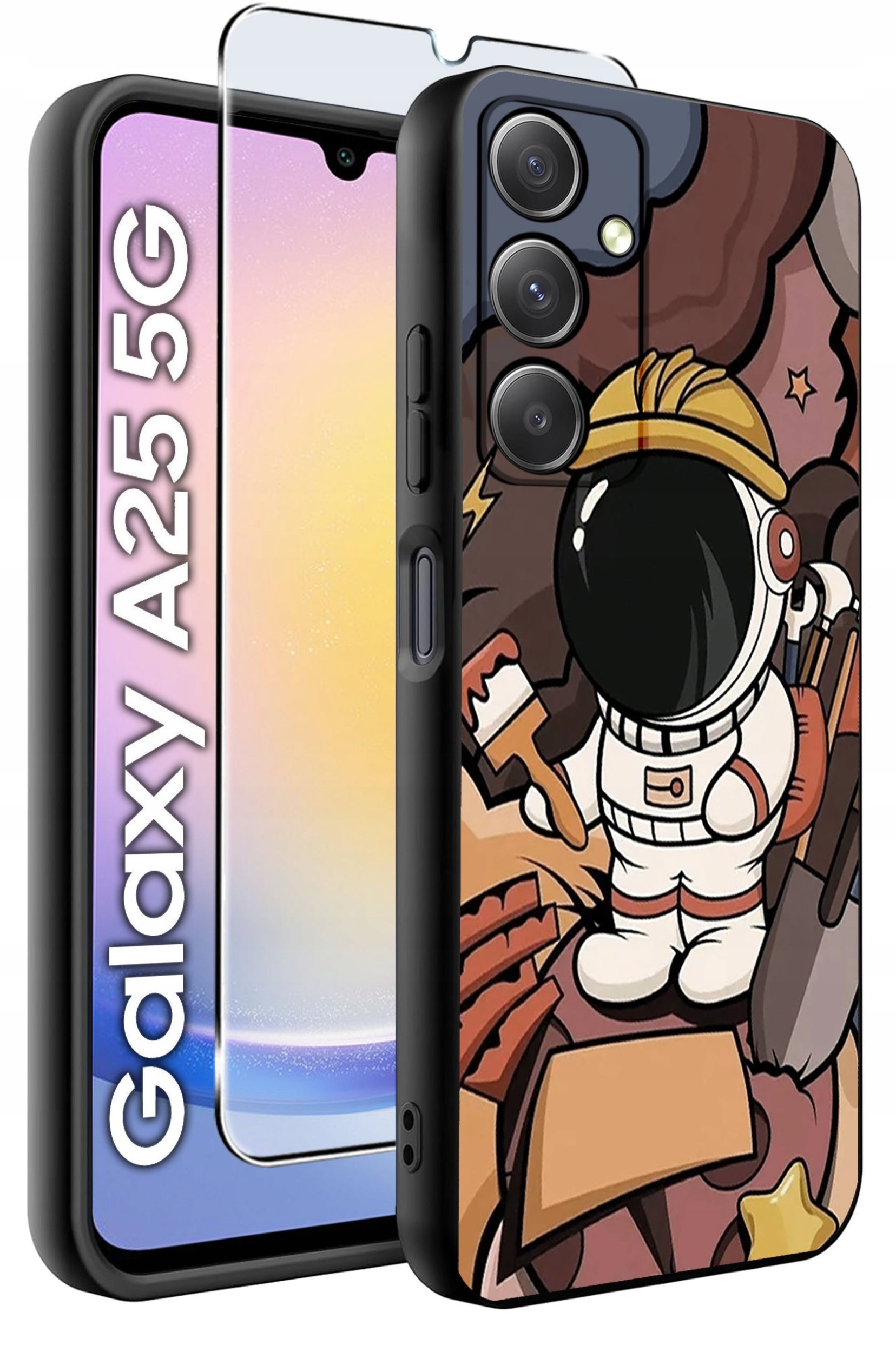 ETUI do Samsung A25 5G WZORY | SILIKONOWE MATT CASE + SZKŁO HARTOWANE 9H