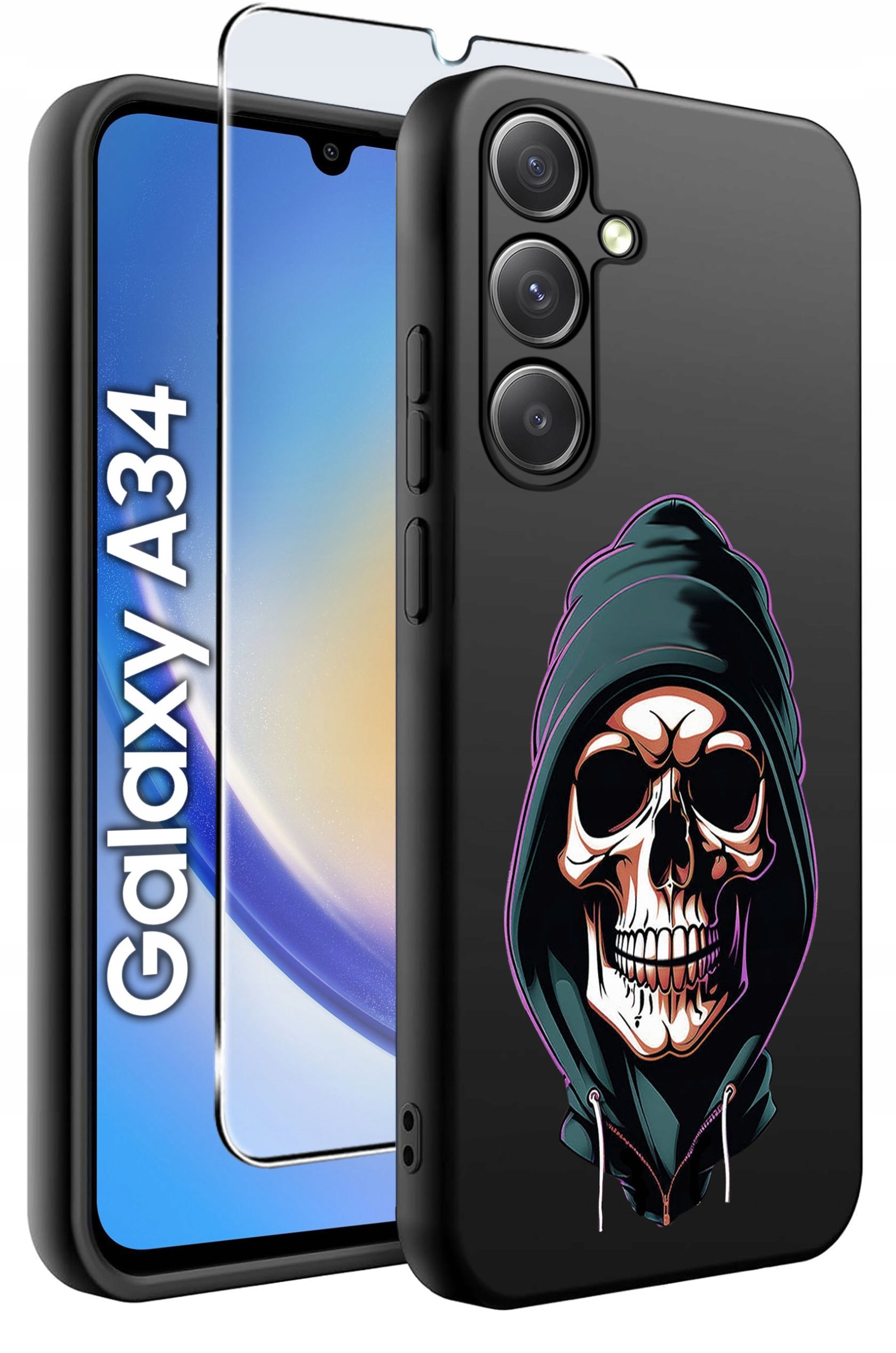 ETUI do Samsung A34 5G WZORY | SILIKONOWE MATT CASE + SZKŁO 9H