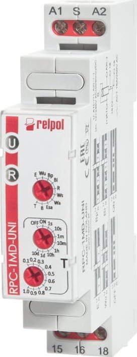 Relpol Wielofunkcyjny przekaźnik czasowy 1P 12-240VAC/DC 50/60Hz RPC-1MD-UNI 863218