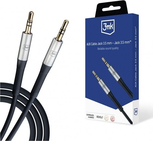 Kabel 3MK Jack 3.5mm - Jack 3.5mm Brak danych czarny (Jack 3,5 mm - Jack 3,5 mm)