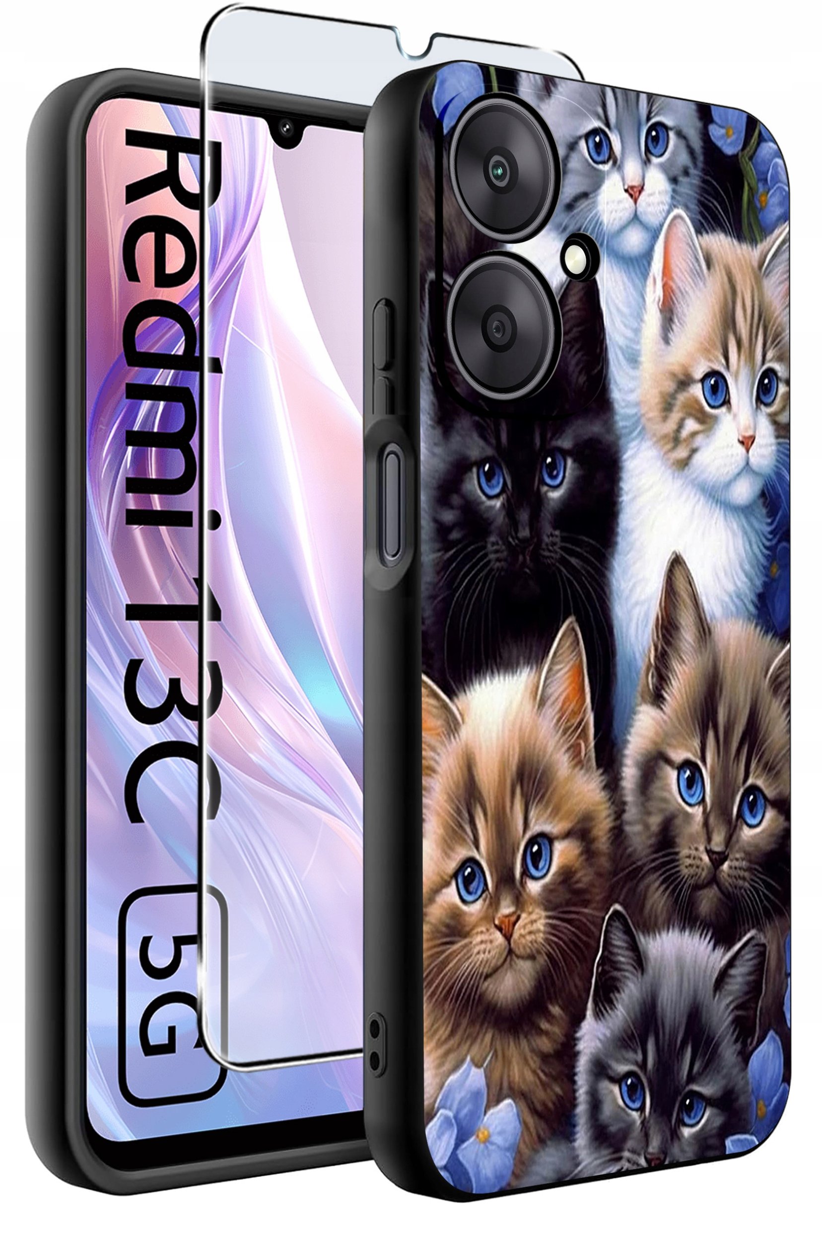 ETUI do Xiaomi Redmi 13C 5G WZORY |SILIKONOWE MATT CASE +SZKŁO HARTOWANE 9H