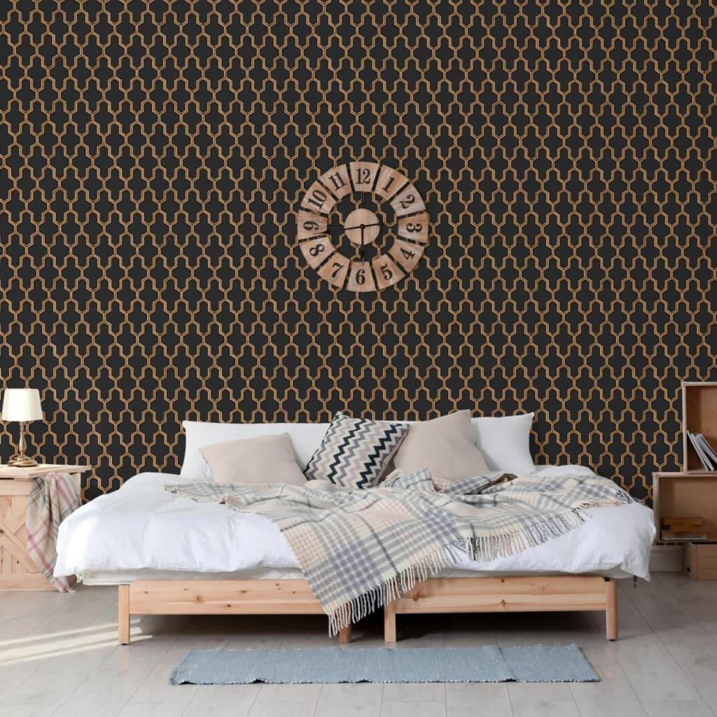 Dutch Wallcoverings DUTCH WALLCOVERINGS Tapeta Geometric, czarno-złota