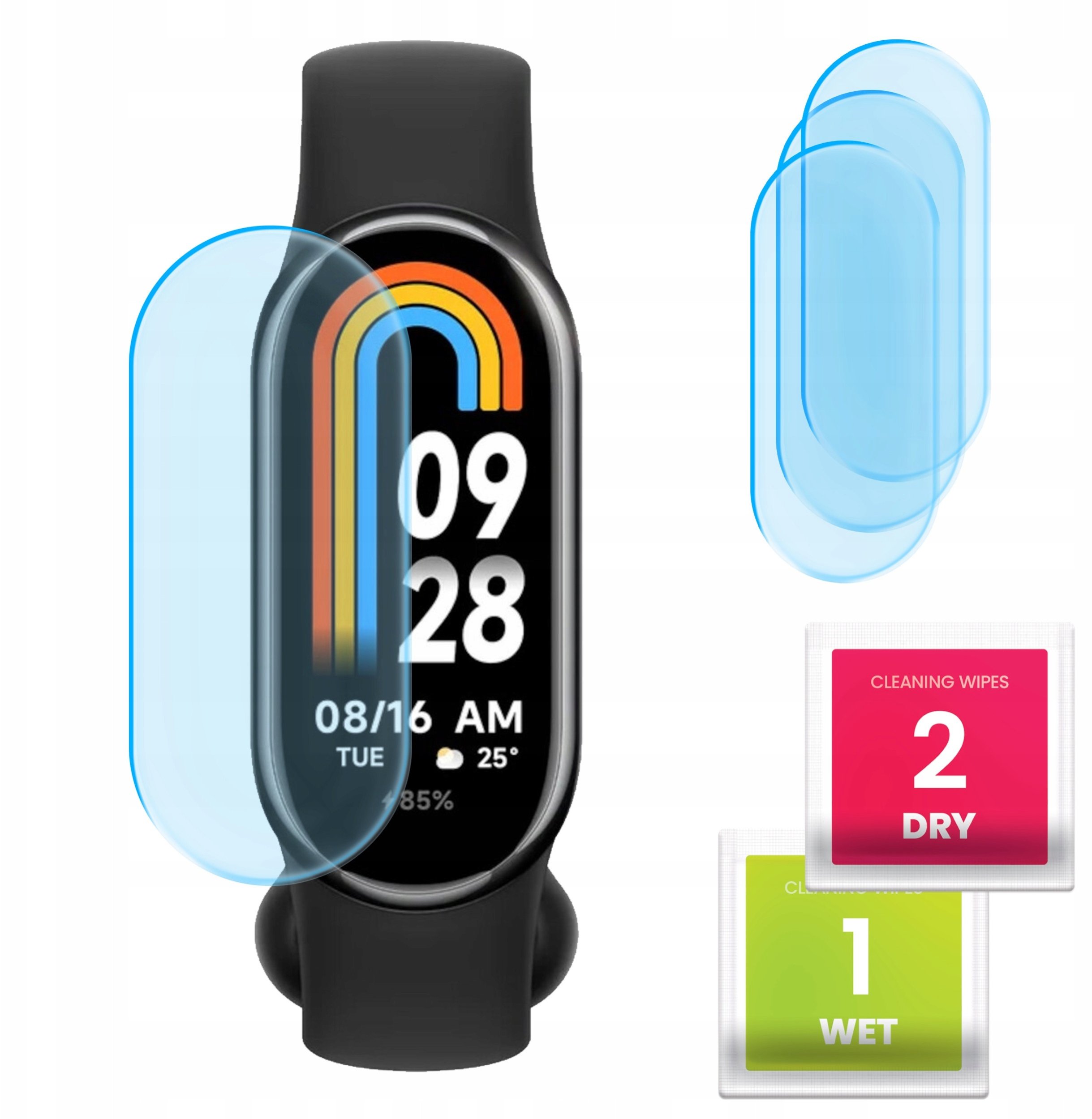 3-PAK Szkło Hybrydowe do Mi Smart Band 8 (Szkiełko, Ochronne, Odporne, 9H)