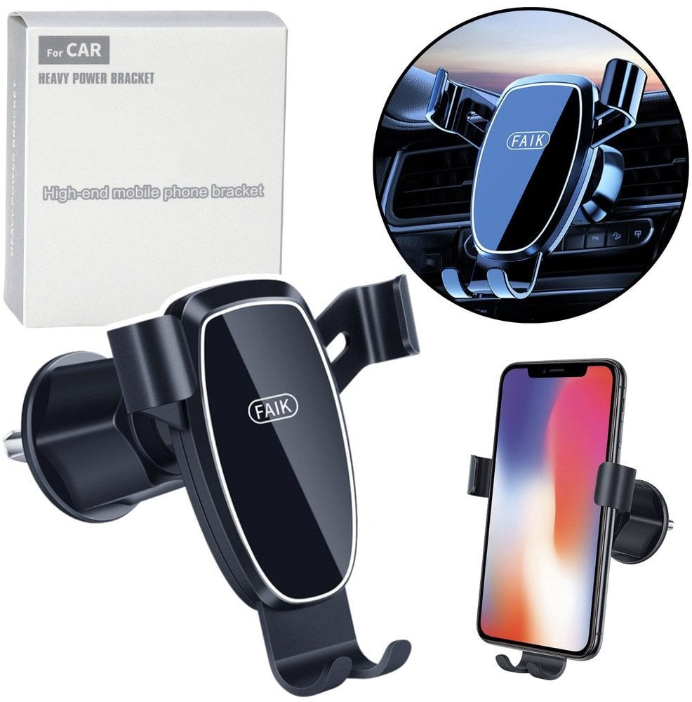 Uchwyt Samochodowy Grawitacyjny Na Telefon Do Kratki Wentylacyjnej Czarny