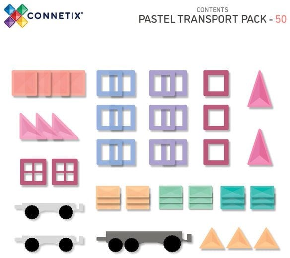 CONNETIX Pastel Transport Pack 50 el klocki magnetyczne samochody 3+