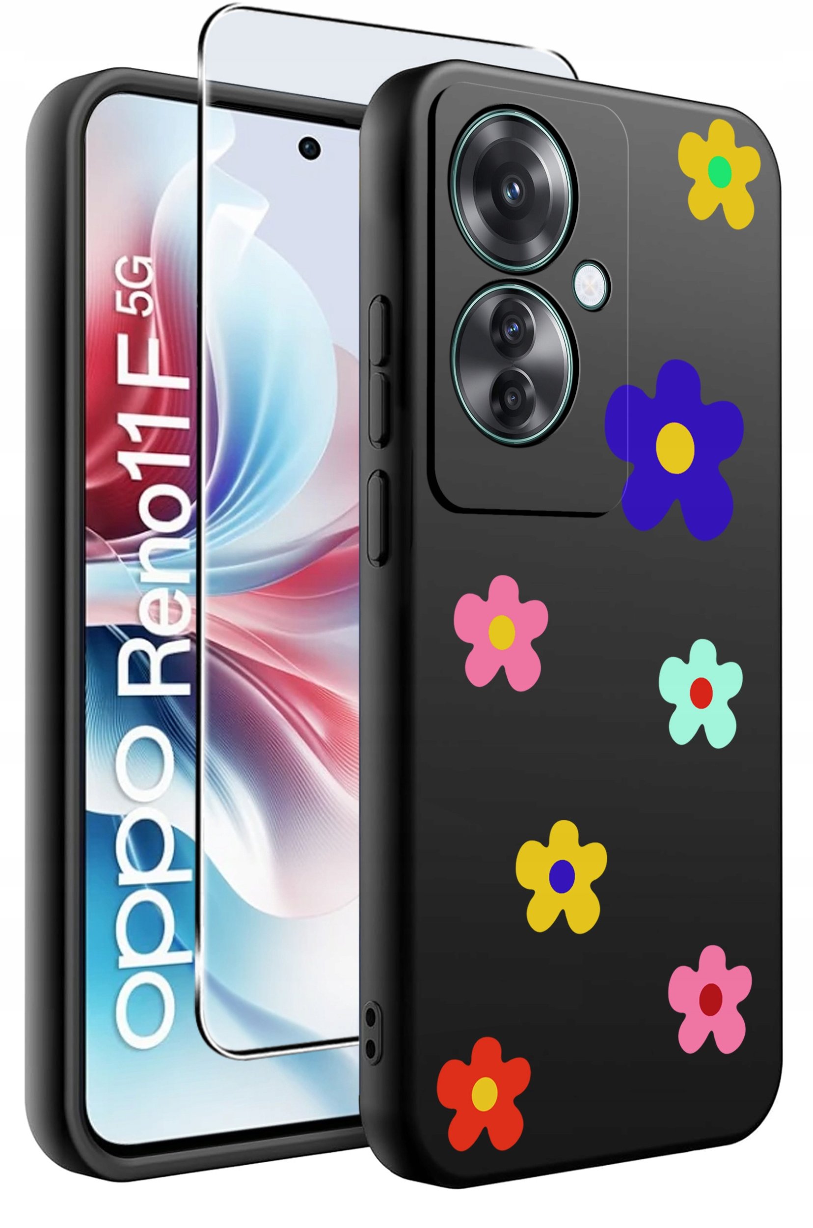 ETUI do Oppo Reno11 F 5G WZORY | SILIKONOWE MATT CASE + SZKŁO HARTOWANE 9H
