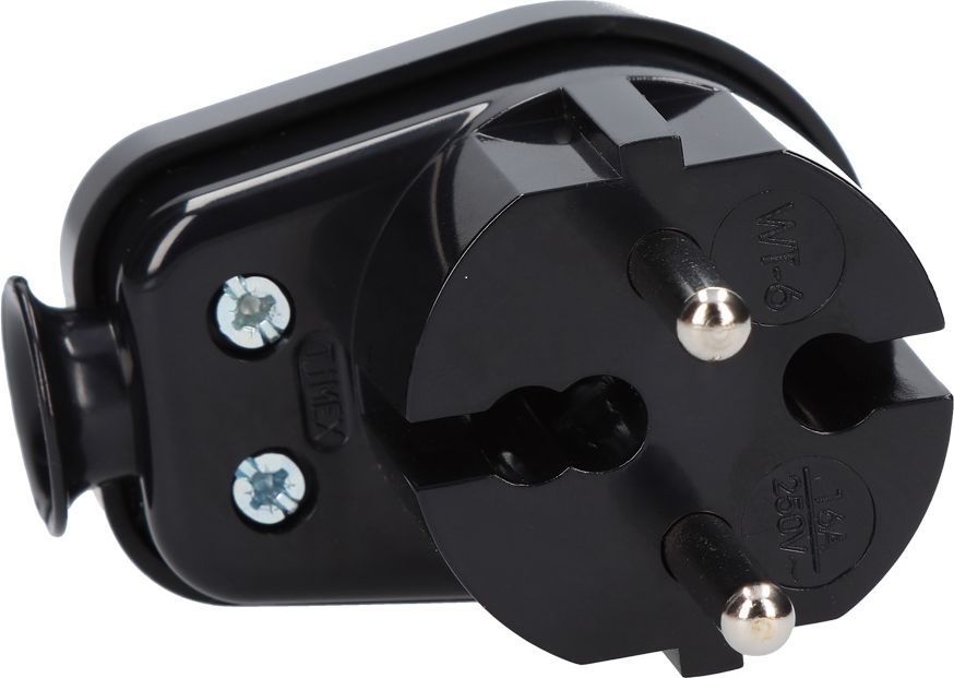 Timex Wtyczka kątowa b/u 16A 2P, 250V, czarna (WT-6)