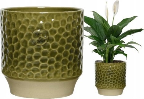 Kaemingk Osłonka ceramiczna na kwiaty zielona 13 x 13 cm