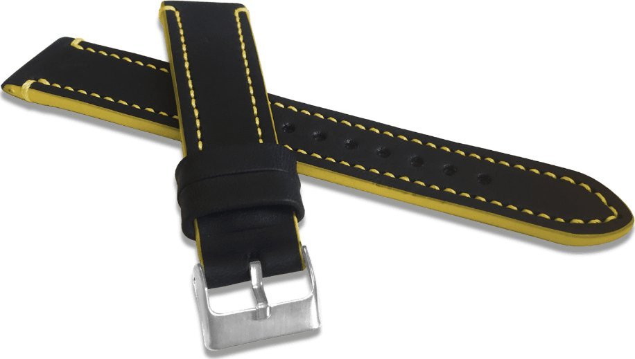 Lavvu LAVVU Żółty szyty pasek TAILOR z luksusowej skóry Top Grain - 18