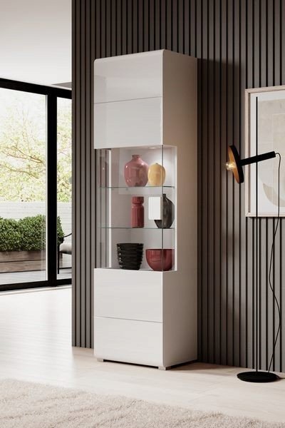 Helvetia Witryna biały połysk 204 x 61 x 39 cm MebleHOT TOLEDO