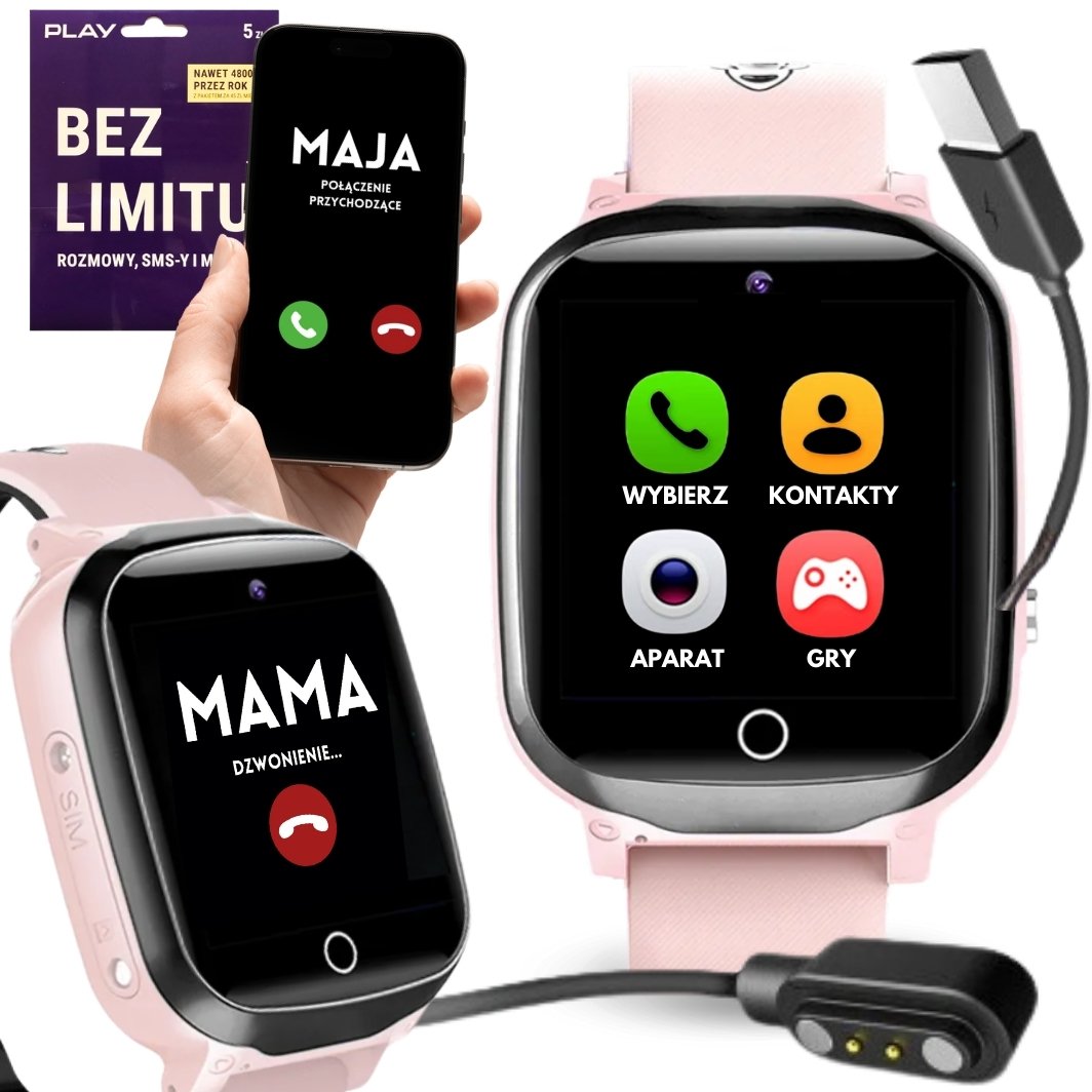 SMARTWATCH ZEGAREK DZIECIĘCY POŁĄCZENIA ROZMOWY NA KARTĘ SIM GRY MENU PL