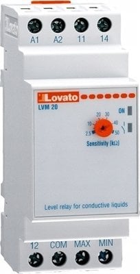 Lovato Electric Przekaźnik kontroli poziomu cieczy 1P 2,5-50kOhm 220-240V AC LVM20A240