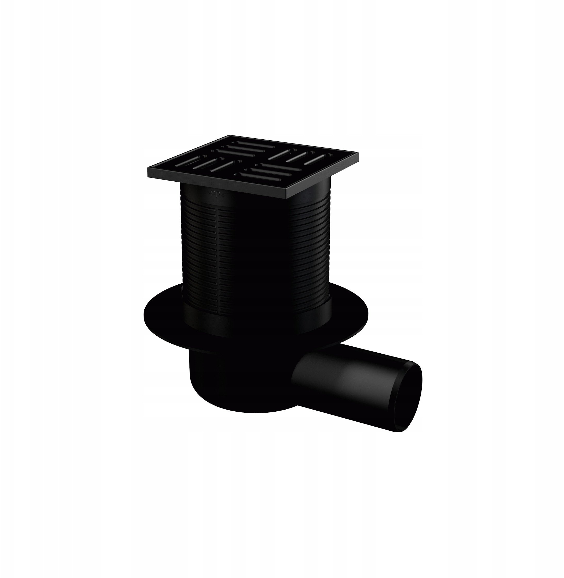 Drain ALCA APV31BLACK, with black NP grate, 105 x 105 mm, DN50, horizontal