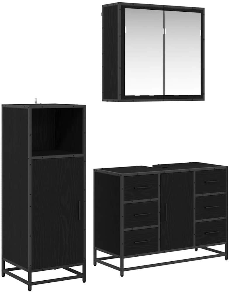 vidaXL Zestaw mebli łazienkowych 3 pcs Czarny dąb 80 x 33 x 60 cm